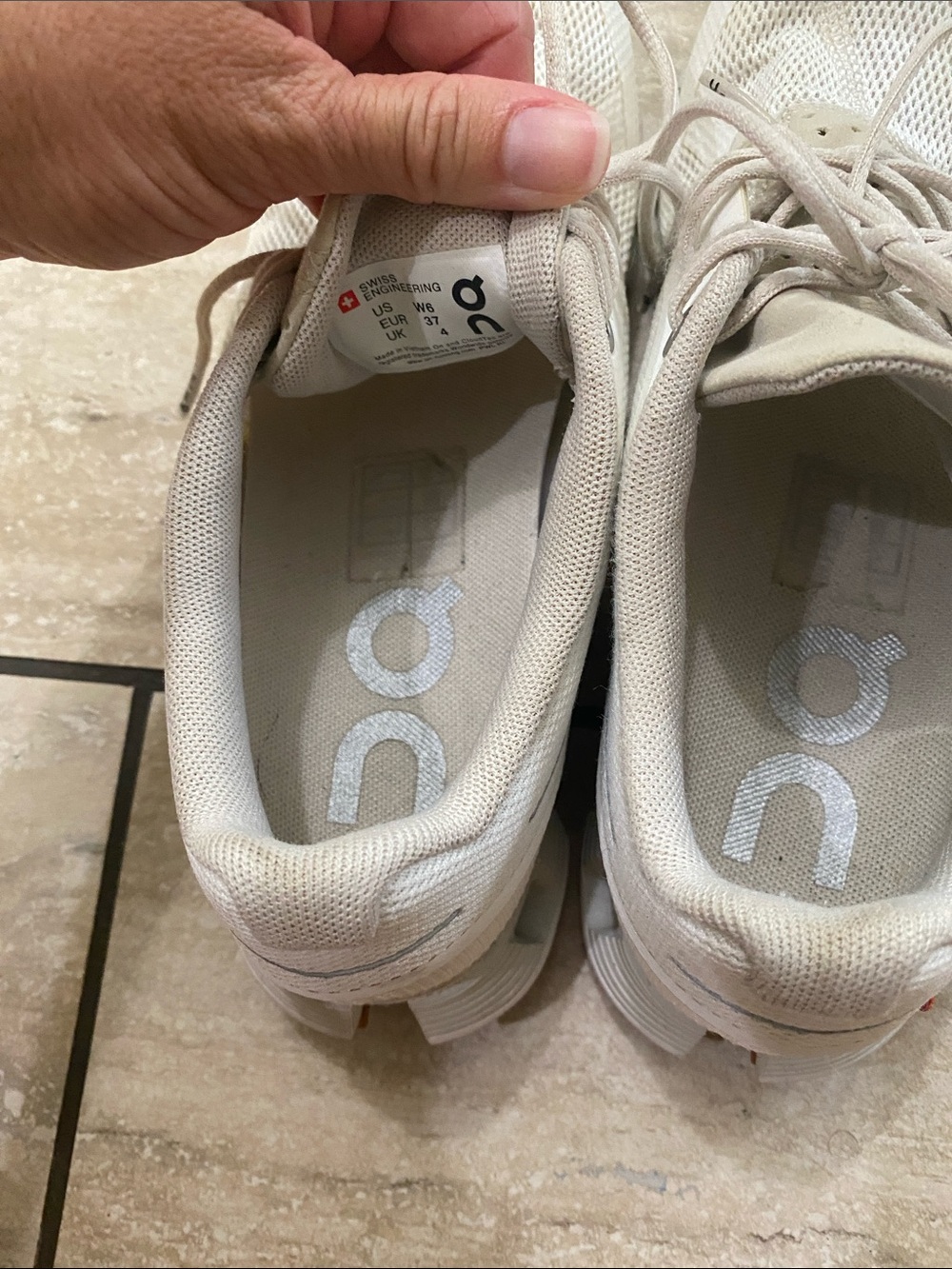 On Running Women's Athletic Shoes - White with Beige accents - Picture 10 of 11